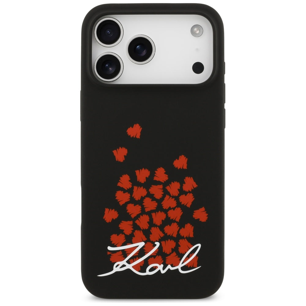 MagSafe Case for Apple iPhone 17 Pro Max, Karl Lagerfeld, Heart Sign Logo, Black