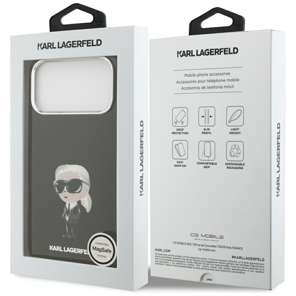 MagSafe Case for Apple iPhone 17 Pro Max, Karl Lagerfeld, IML Aquarelle Karl Ikonik, Black