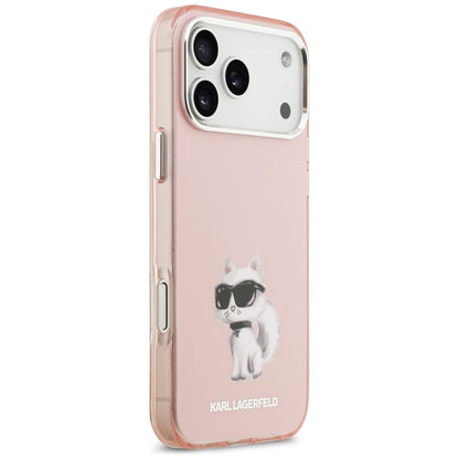 MagSafe Hülle für Apple iPhone 17 Pro Max, Karl Lagerfeld, IML Aquarelle Logo Choupette, Rosa