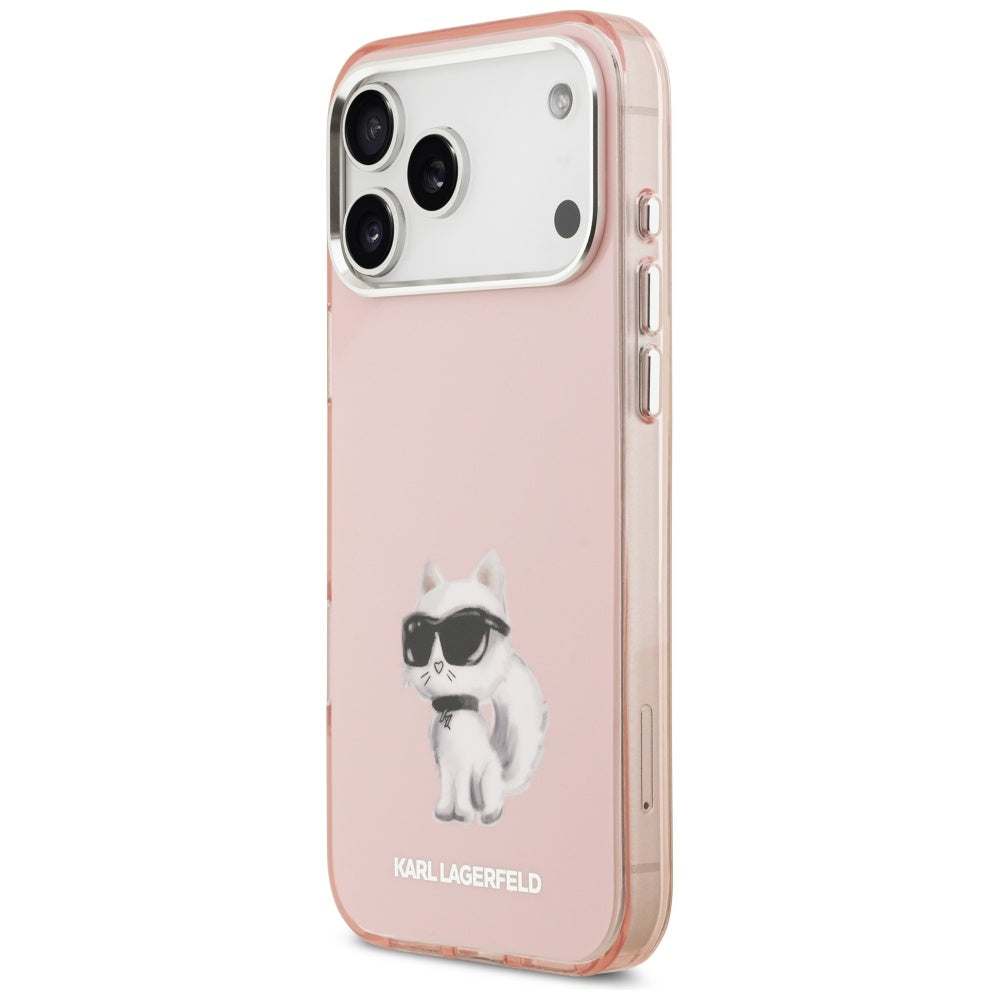 MagSafe Hülle für Apple iPhone 17 Pro Max, Karl Lagerfeld, IML Aquarelle Logo Choupette, Rosa