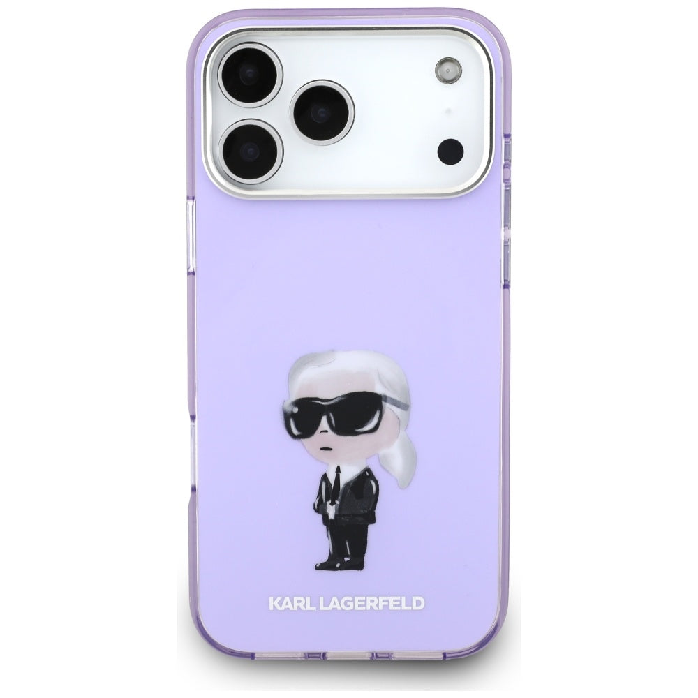 Étui MagSafe pour Apple iPhone 17 Pro Max, Karl Lagerfeld, IML Aquarelle Logo Karl, Violet