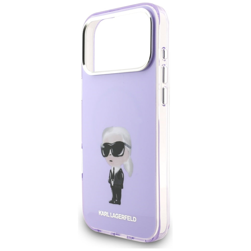 Étui MagSafe pour Apple iPhone 17 Pro Max, Karl Lagerfeld, IML Aquarelle Logo Karl, Violet