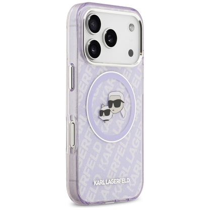 Étui MagSafe pour Apple iPhone 17 Pro Max, Karl Lagerfeld, IML Glitter Karl & Choupette's Heads, Violet