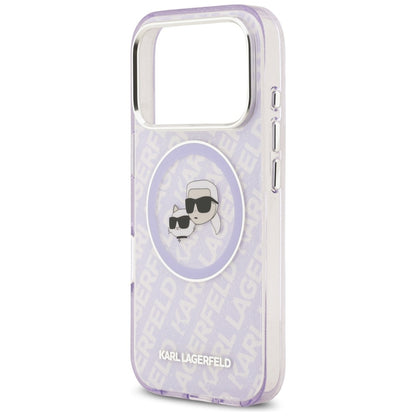 Étui MagSafe pour Apple iPhone 17 Pro Max, Karl Lagerfeld, IML Glitter Karl & Choupette's Heads, Violet
