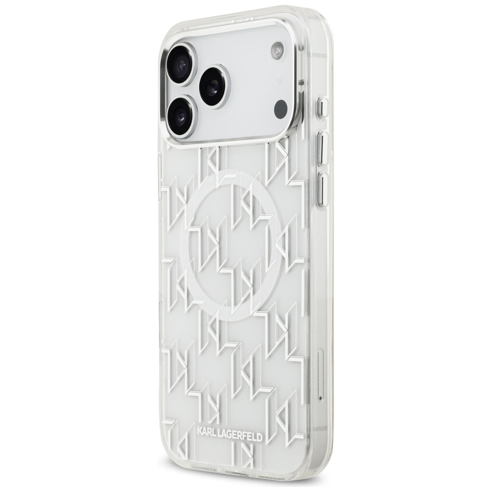 MagSafe hoesje voor Apple iPhone 17 Pro Max, Karl Lagerfeld, IML KL Monogram, Wit