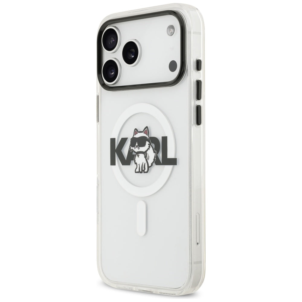 MagSafe Hülle für Apple iPhone 17 Pro Max, Karl Lagerfeld, IML Sketch Logo Choupette, Transparent