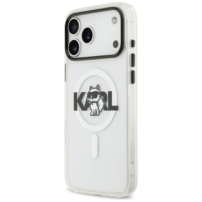 MagSafe Hülle für Apple iPhone 17 Pro Max, Karl Lagerfeld, IML Sketch Logo Choupette, Transparent