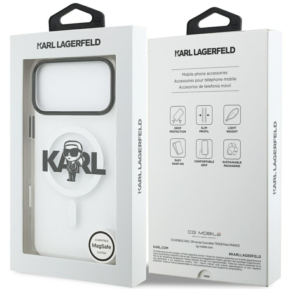 MagSafe hoesje voor Apple iPhone 17 Pro Max, Karl Lagerfeld, IML Sketch Logo Karl, Transparant