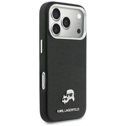 Coque MagSafe pour Apple iPhone 17 Pro Max, Karl Lagerfeld, Karl & Choupette Head's Pin, Noire