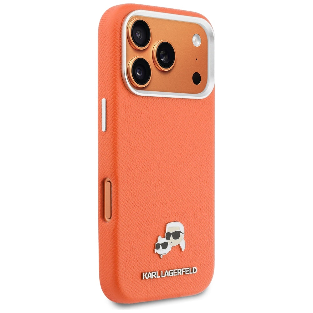 MagSafe Hülle für Apple iPhone 17 Pro Max, Karl Lagerfeld, Karl & Choupette Head's Pin, Orange