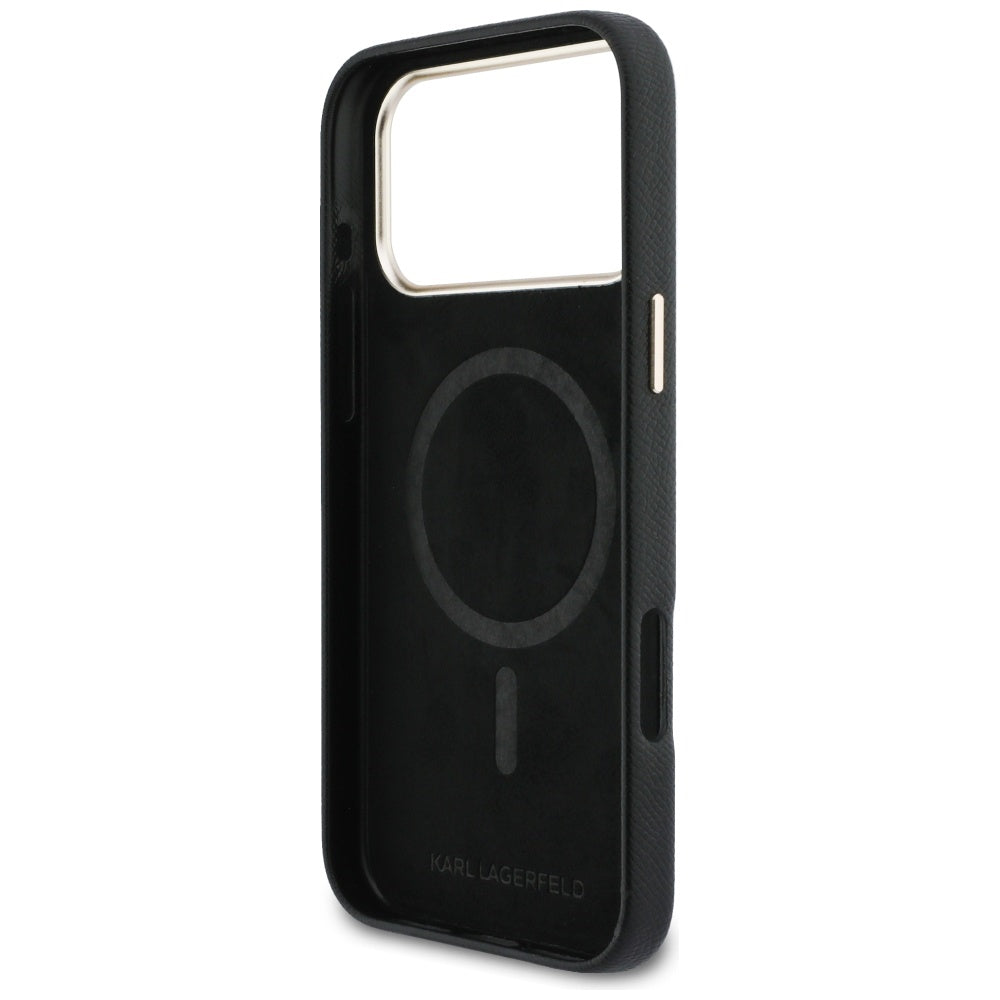 Étui MagSafe pour Apple iPhone 17 Pro Max, Karl Lagerfeld, logo Karl Head, Noir