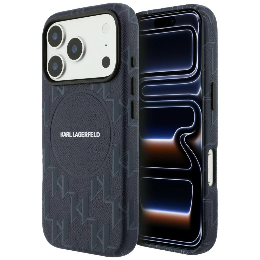 MagSafe Case for Apple iPhone 17 Pro Max, Karl Lagerfeld, KL Monogram Logo, Blue
