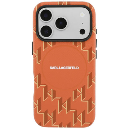Coque MagSafe pour Apple iPhone 17 Pro Max, Karl Lagerfeld, Logo Monogramme KL, Orange