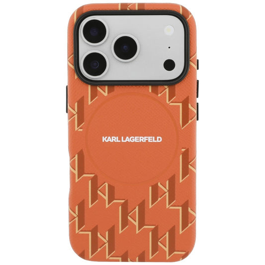 Coque MagSafe pour Apple iPhone 17 Pro Max, Karl Lagerfeld, Logo Monogramme KL, Orange