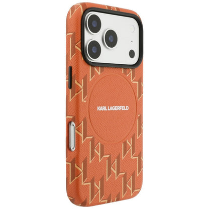 Coque MagSafe pour Apple iPhone 17 Pro Max, Karl Lagerfeld, Logo Monogramme KL, Orange