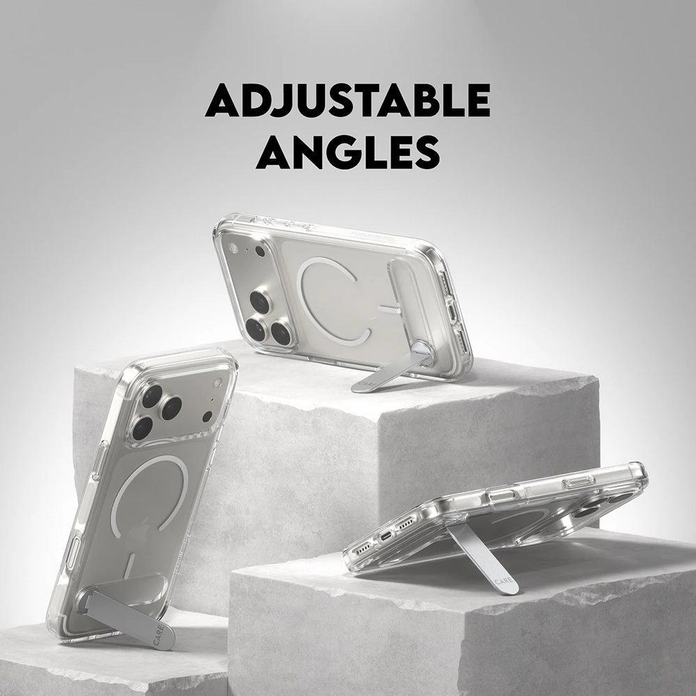 MagSafe hoesje voor Apple iPhone 17 Pro Max, PanzerGlass, Care Feature Kickstand, Transparant Wit