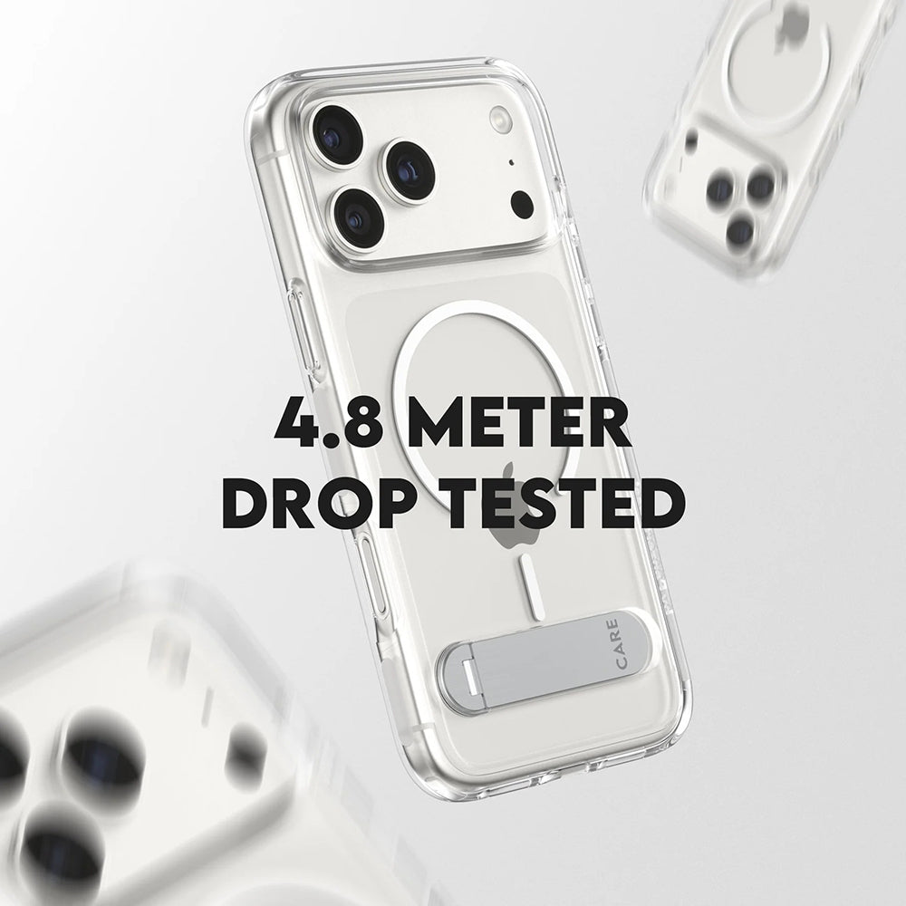 MagSafe hoesje voor Apple iPhone 17 Pro Max, PanzerGlass, Care Feature Kickstand, Transparant Wit