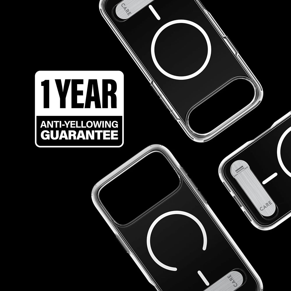 MagSafe hoesje voor Apple iPhone 17 Pro Max, PanzerGlass, Care Feature Kickstand, Transparant Wit