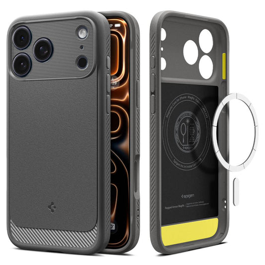 MagSafe hoesje voor Apple iPhone 17 Pro Max, Spigen, Rugged Armor, Gri