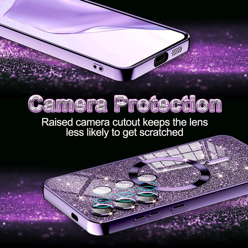 Coque MagSafe pour Apple iPhone 17 Pro Max, Techsuit, Luxury Glitter, Violet Clair