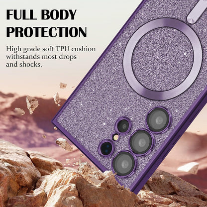 Coque MagSafe pour Apple iPhone 17 Pro Max, Techsuit, Luxury Glitter, Violet Clair