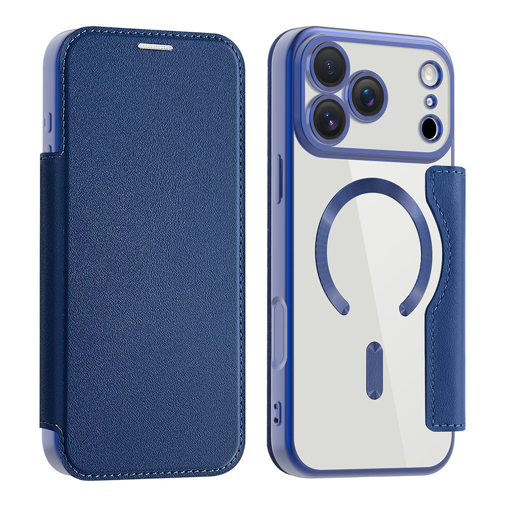 MagSafe hoes voor Apple iPhone 17 Pro Max, Techsuit, SmartMag Book, Blauw