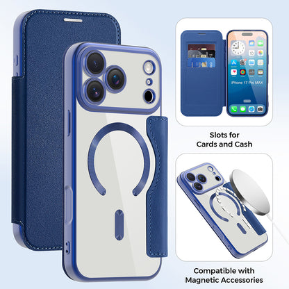 MagSafe hoes voor Apple iPhone 17 Pro Max, Techsuit, SmartMag Book, Blauw