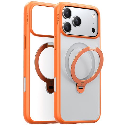 MagSafe hoesje voor Apple iPhone 17 Pro Max, Torras, Ostand Spin, Oranje