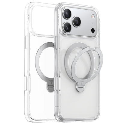 Coque MagSafe pour Apple iPhone 17 Pro Max, Torras, Ostand Spin, Transparente