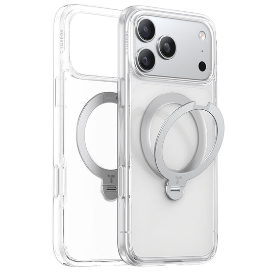 MagSafe hoesje voor Apple iPhone 17 Pro Max, Torras, Ostand Spin, Transparant