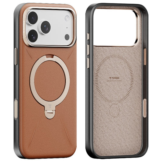 MagSafe hoesje voor Apple iPhone 17 Pro Max, Torras, QPRO Leather, Bruin