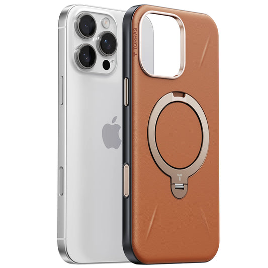 MagSafe hoesje voor Apple iPhone 17 Pro Max, Torras, QPRO Leather, Bruin