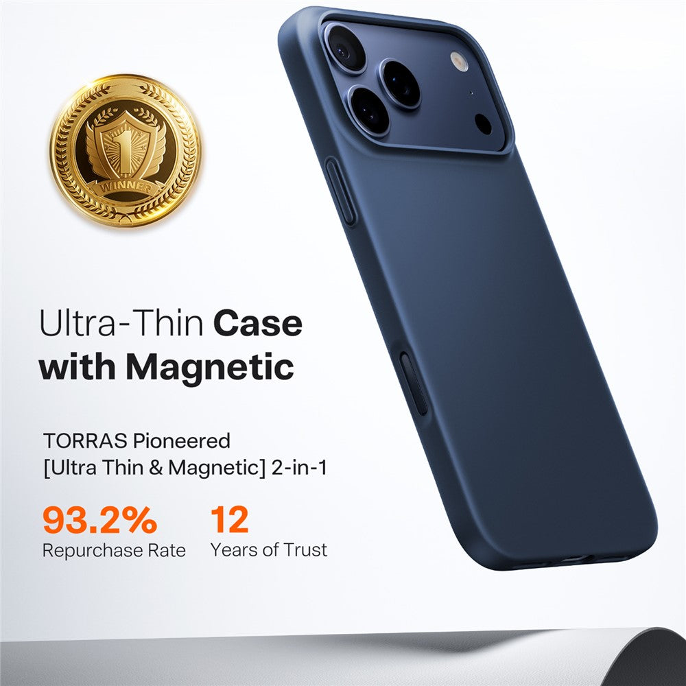 MagSafe Hülle für Apple iPhone 17 Pro Max, Torras, SlimFit, Blau