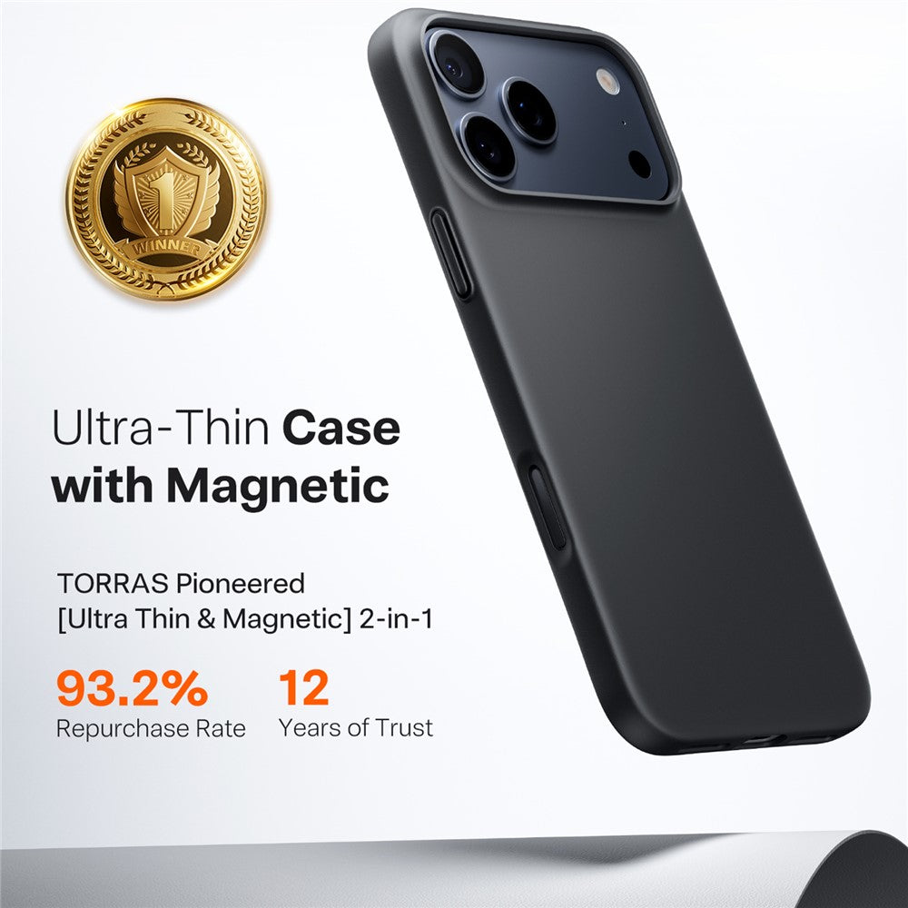 MagSafe Hülle für Apple iPhone 17 Pro Max, Torras, SlimFit, Schwarz