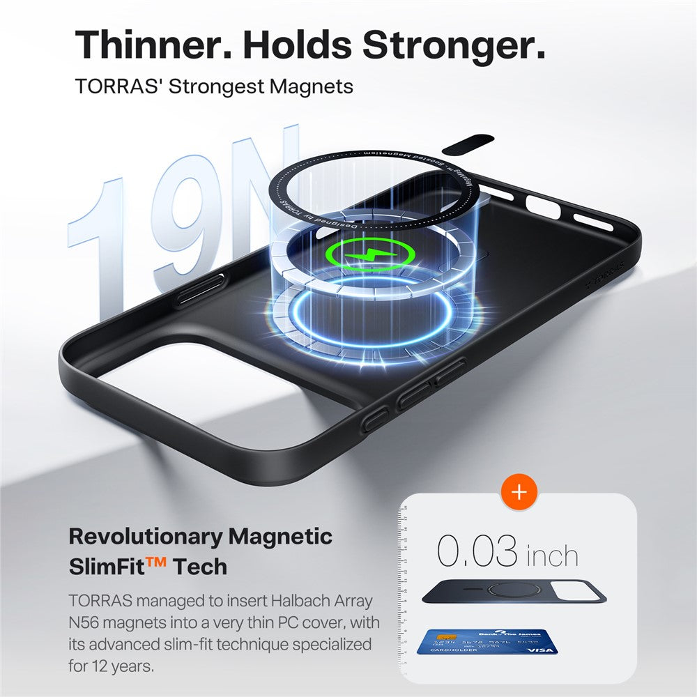 MagSafe Hülle für Apple iPhone 17 Pro Max, Torras, SlimFit, Schwarz