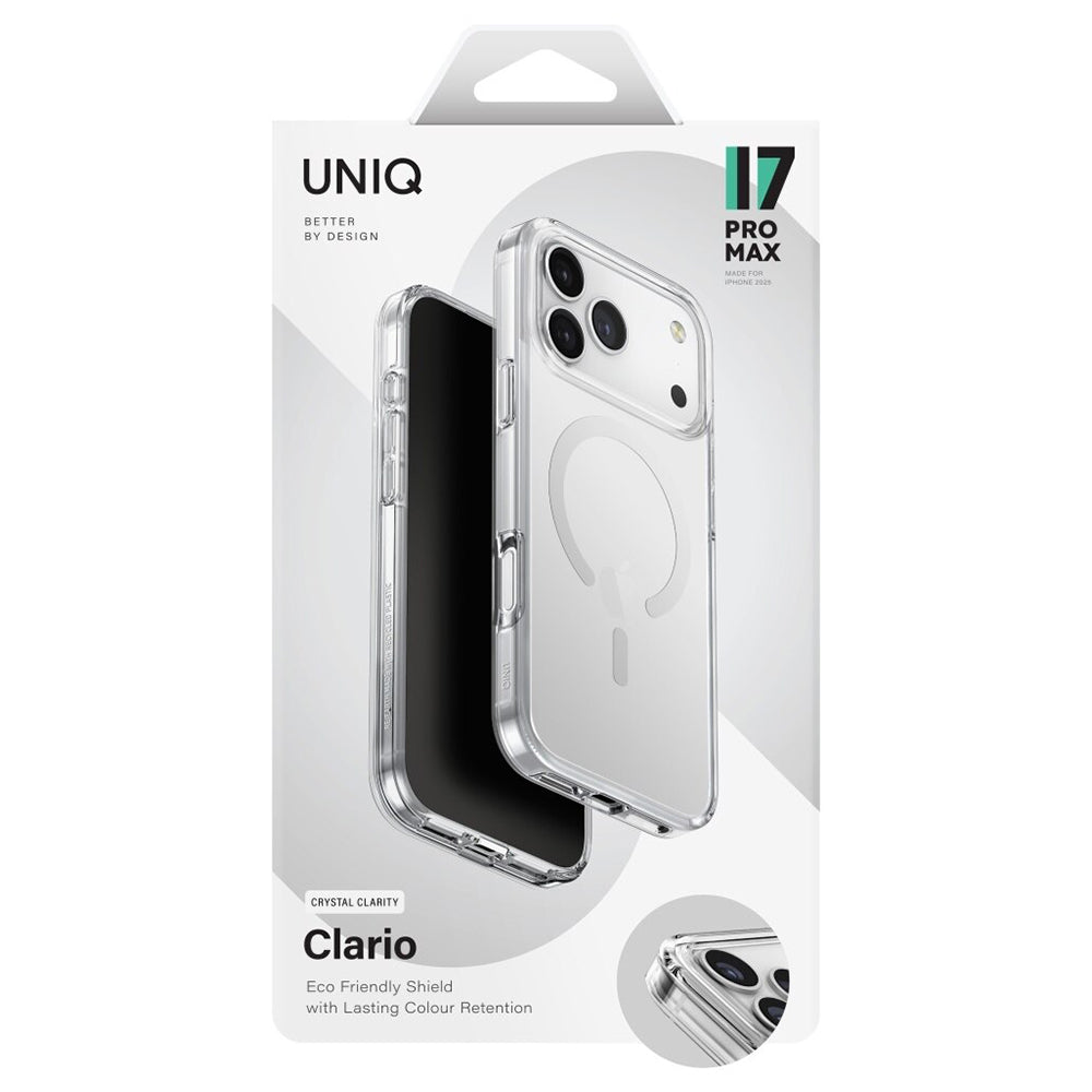 MagSafe hoesje voor Apple iPhone 17 Pro Max, UNIQ, Clario MagClick, Transparant