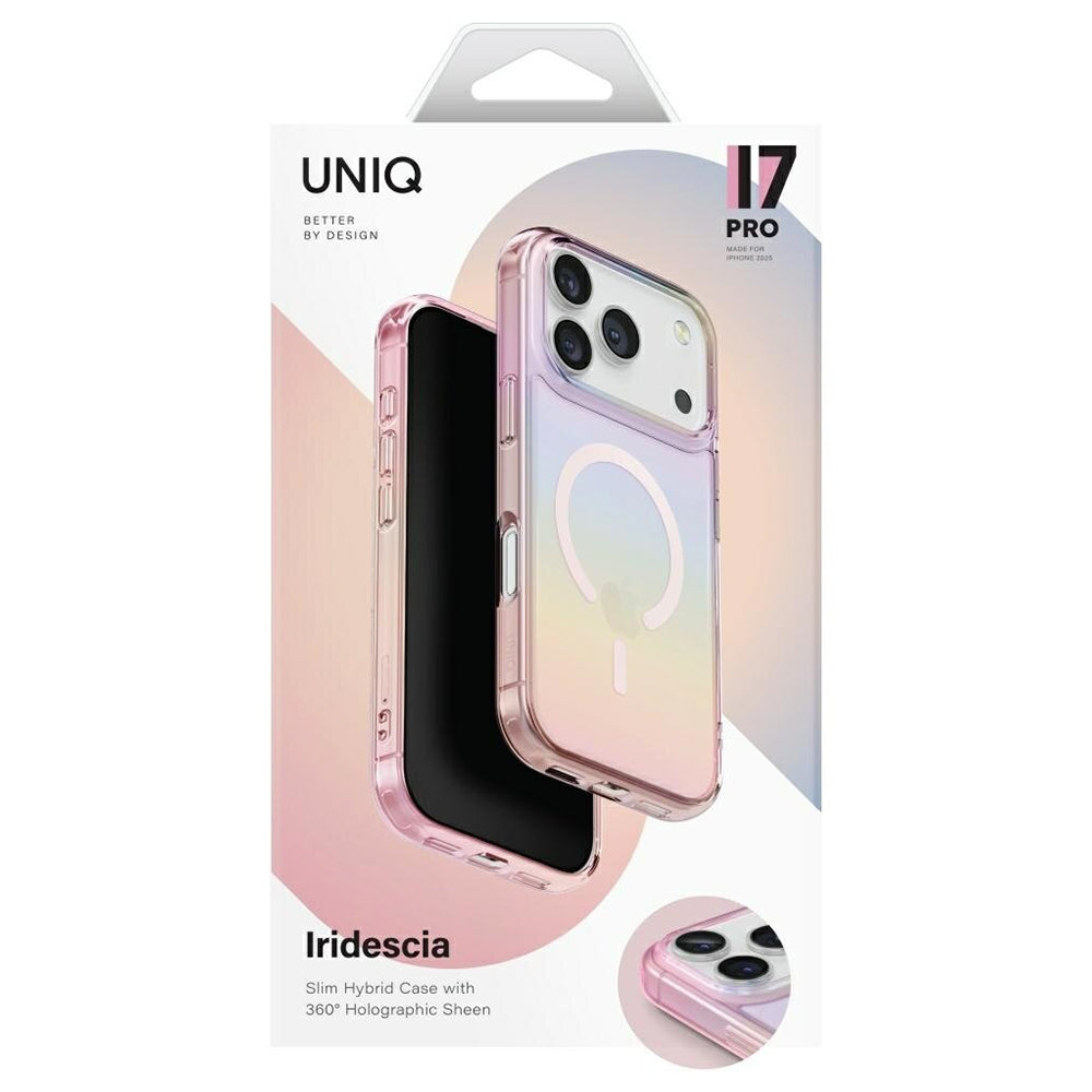 MagSafe hoesje voor Apple iPhone 17 Pro Max, UNIQ, Iridescia MagClick, Pastelblauw