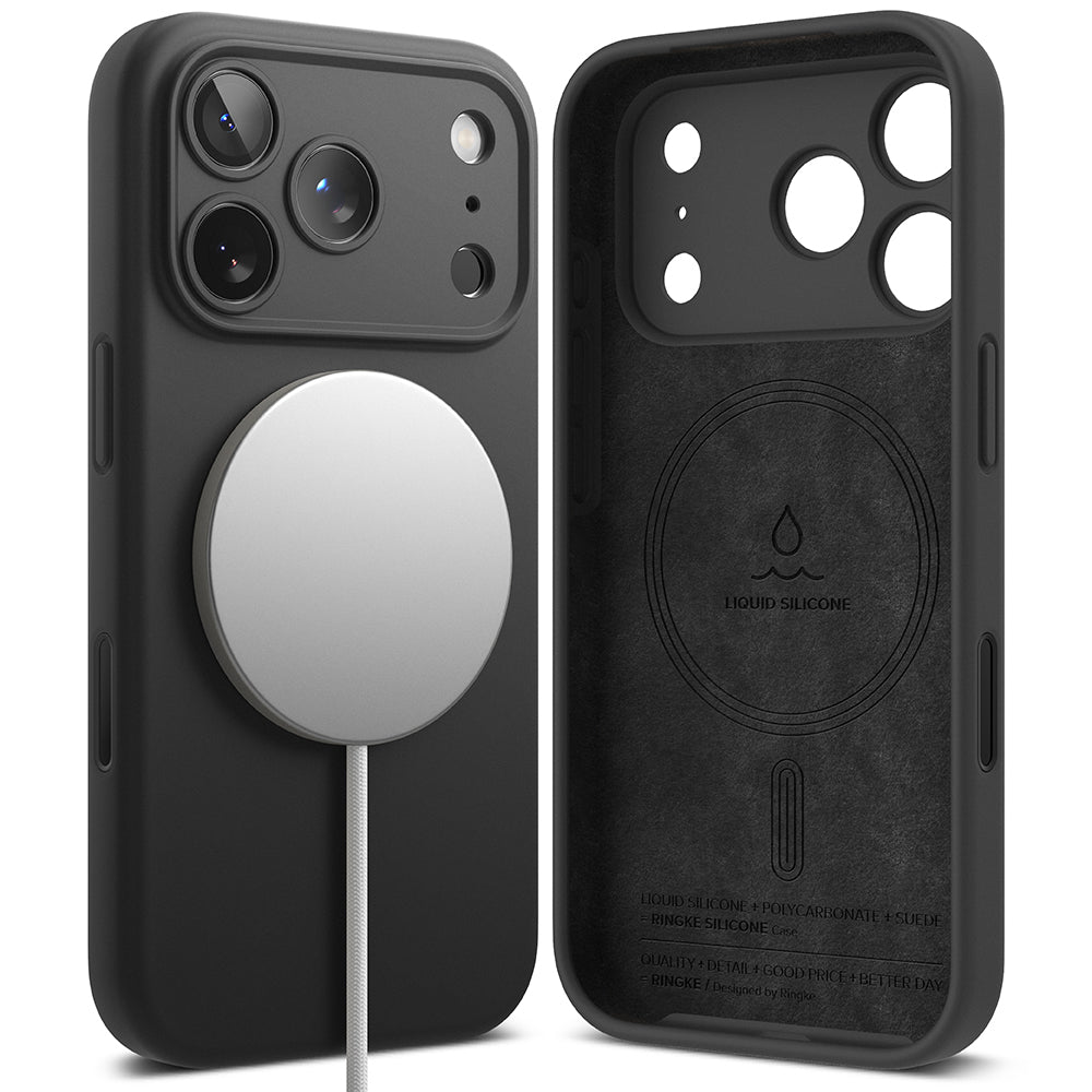Coque MagSafe pour Apple iPhone 17 Pro, Ringke, Silicone, Noire