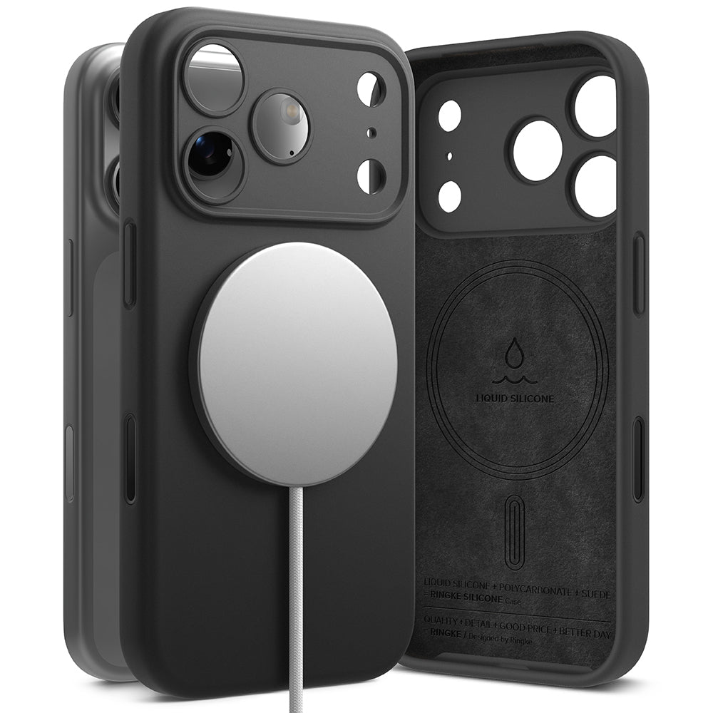 Coque MagSafe pour Apple iPhone 17 Pro, Ringke, Silicone, Noire