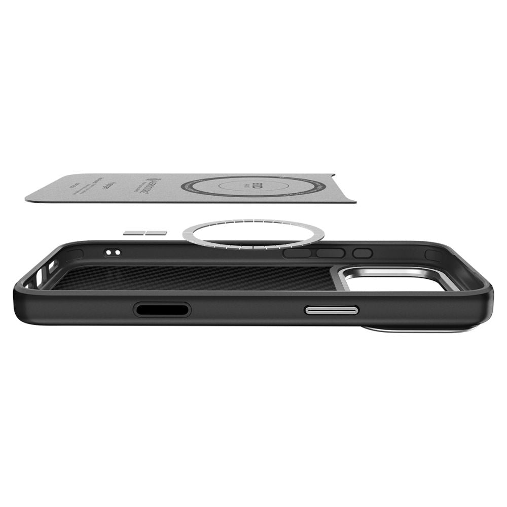 MagSafe hoesje voor Apple iPhone 17 Pro, Spigen, Enzo Aramid T, Zwart Zilver