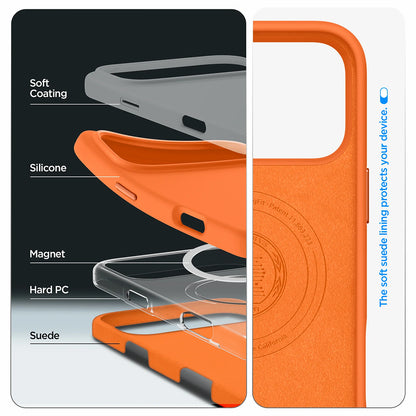 MagSafe hoesje voor Apple iPhone 17 Pro, Spigen, Silicone Fit, Oranje ACS11379