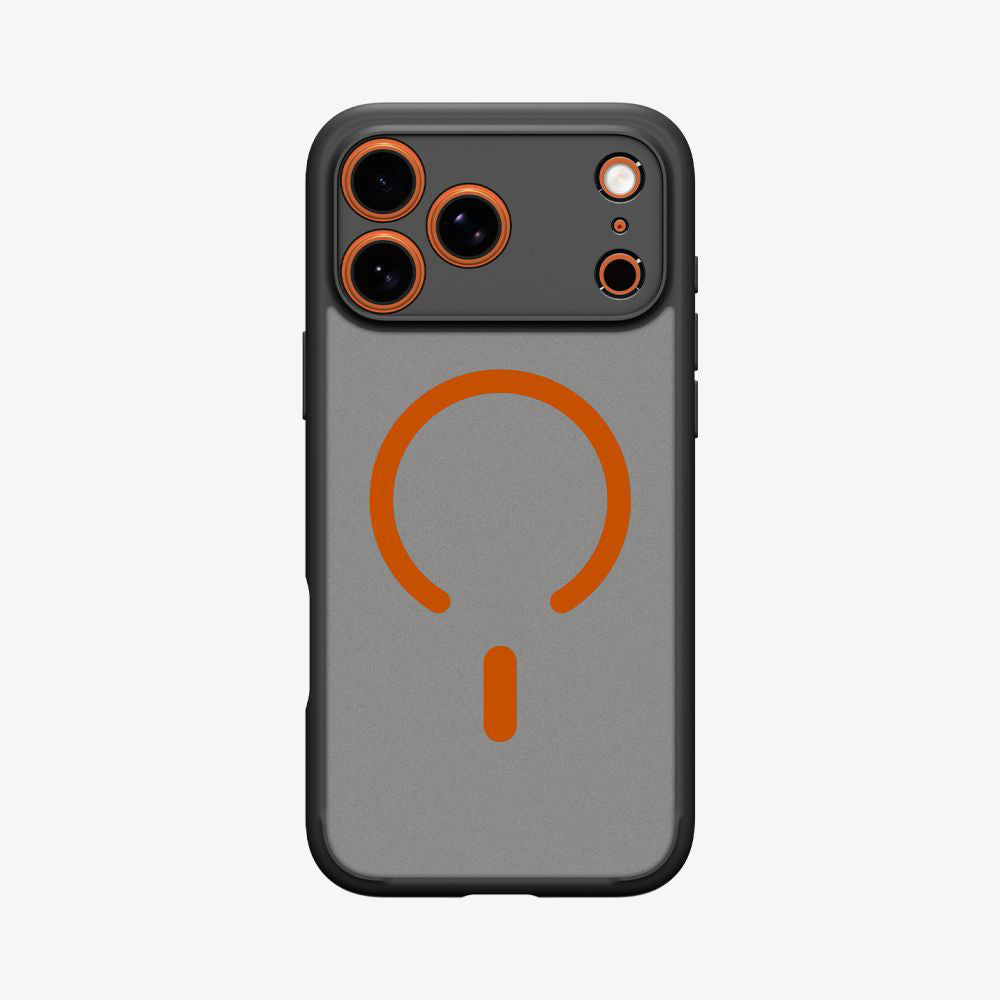 Coque MagSafe pour Apple iPhone 17 Pro, Spigen, Ultra Hybrid, Noire Orange Satinée