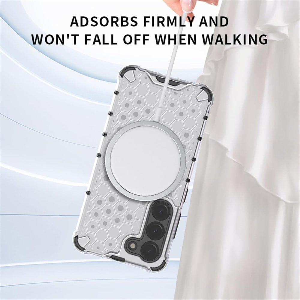 Coque MagSafe pour Apple iPhone 17 Pro, Techsuit, HoneyComb Shield, Blanche
