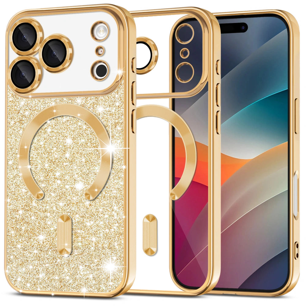 MagSafe hoesje voor Apple iPhone 17 Pro, Techsuit, Luxury Glitter, Goud