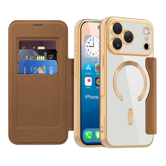 Étui MagSafe pour Apple iPhone 17 Pro, Techsuit, SmartMag Book, Marron
