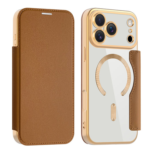 Étui MagSafe pour Apple iPhone 17 Pro, Techsuit, SmartMag Book, Marron