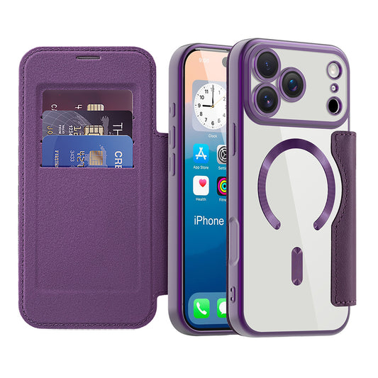 Housse MagSafe pour Apple iPhone 17 Pro, Techsuit, SmartMag Book, Mauve