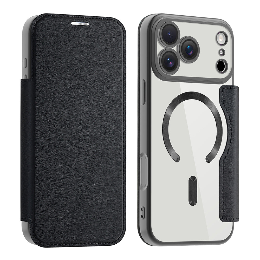 MagSafe hoes voor Apple iPhone 17 Pro, Techsuit, SmartMag Book, Zwart
