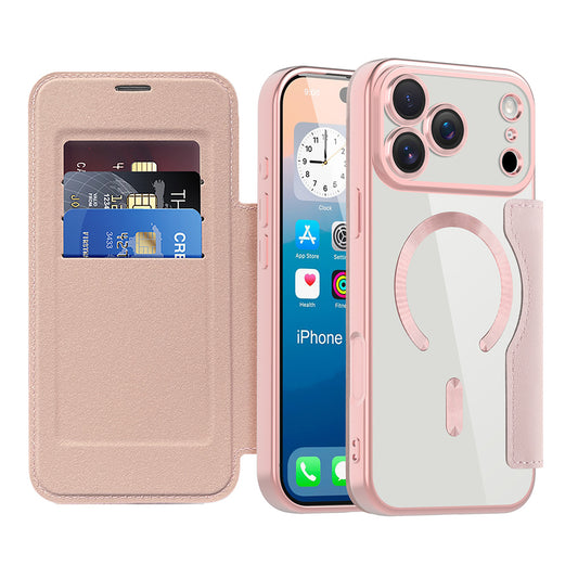 Étui MagSafe pour Apple iPhone 17 Pro, Techsuit, SmartMag Book, Rose