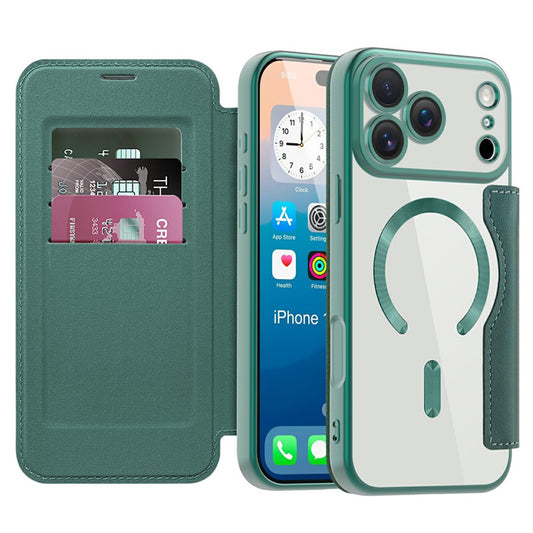 Étui MagSafe pour Apple iPhone 17 Pro, Techsuit, SmartMag Book, Vert